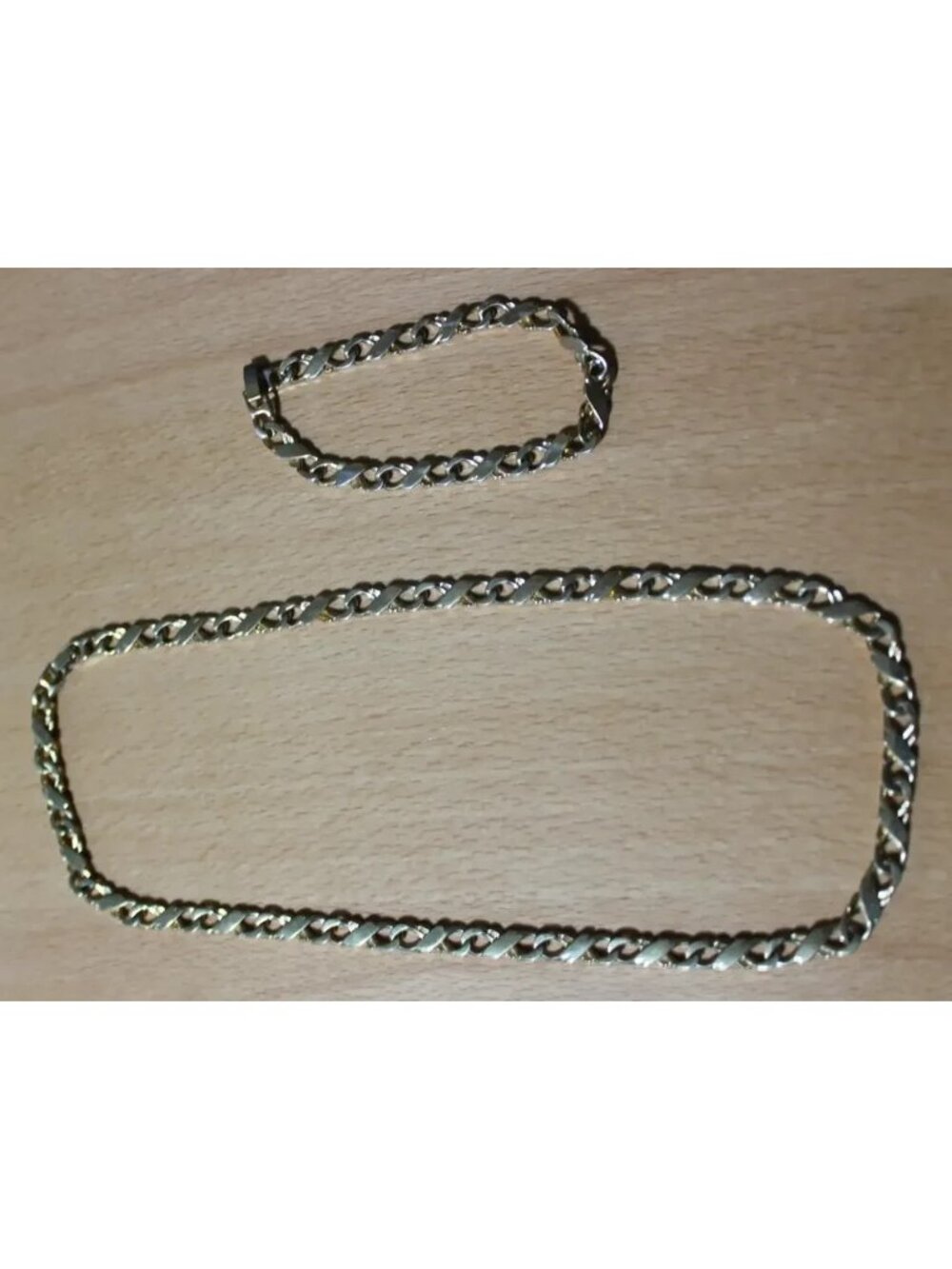 Gold-Tone X and O Link Necklace & Bracelet Jewelry Set